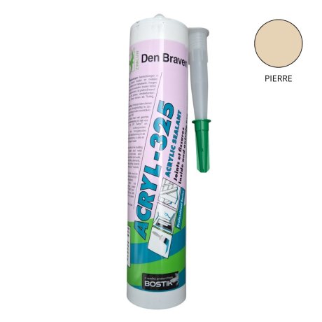 Mastic acrylique 325 joints et fissures, Pierre, cartouche 300 ml - DEN BRAVEN