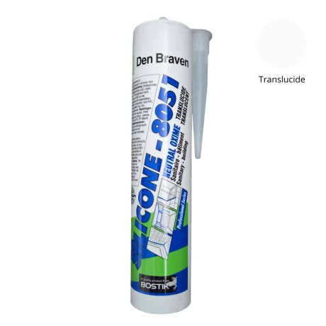 Mastic silicone neutre 8051, Translucide, cartouche 300 ml - DEN BRAVEN