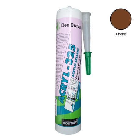 Mastic acrylique 325 joints et fissures, Chêne, cartouche 300 ml - DEN BRAVEN