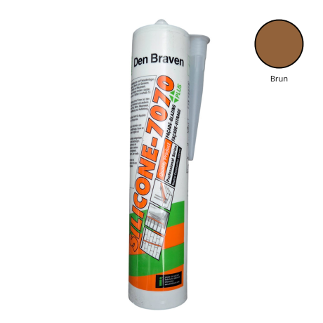 Mastic silicone neutre alcoxy 7070 Plus, Brun, Cartouche 300 ml - DEN BRAVEN