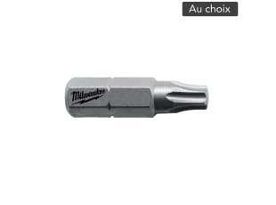 Embout de vissage acier TX S2 60 HRC, au choix, par 25 - MILWAUKEE