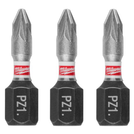 Embout de vissage PZ1 x 25 mm Shockwave Impact Duty, par 3 - MILWAUKEE