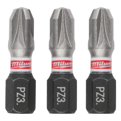 Embout de vissage PZ3 x 25 mm Shockwave Impact Duty, par 3 - MILWAUKEE