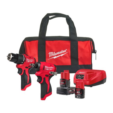 Powerpack M12™ Brushless Compact BLPP2B-422B : perceuse + batteries + chargeur + sac - MILWAUKEE