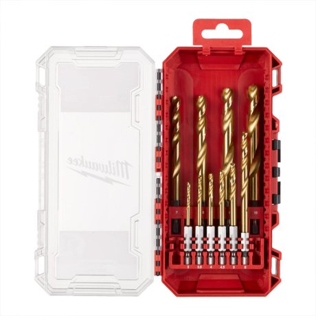 Coffret 10 forets métaux HSS-G Red Hex Shockwave Impact Duty - MILWAUKEE
