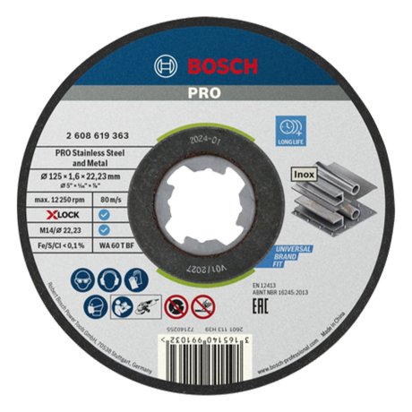Disque à tronçonner X-Lock standard pour inox Ø125 x 1,6 mm - BOSCH