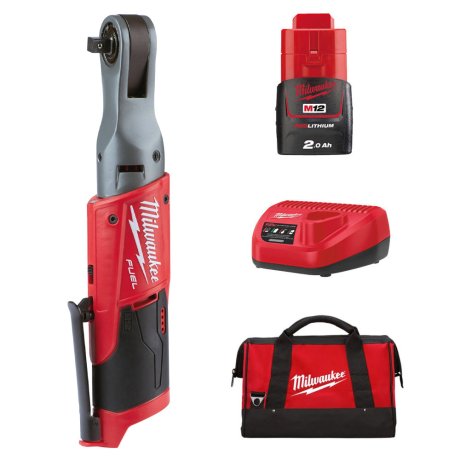 Clé à cliquet compacte 3/8" M12 Fuel™ avec 1 batterie 2 Ah + chargeur + sac - M