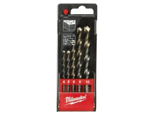 Set 5 forets béton tige ronde carbure 4 à 10 mm - MILWAUKEE