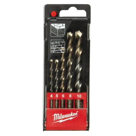 Set 5 forets béton tige ronde carbure 4 à 10 mm - MILWAUKEE