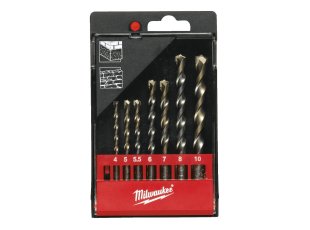 Set 8 forets béton tige ronde carbure 4 à 10 mm - MILWAUKEE