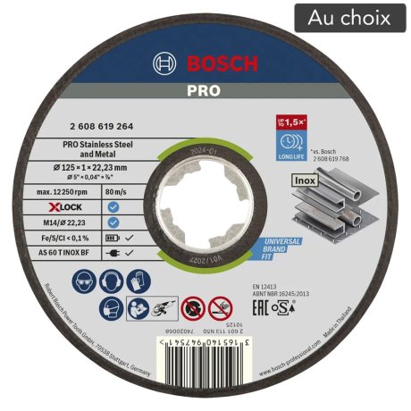 Disque à tronçonner X-Lock Ø125 x 1 x 22,23 mm, au choix - BOSCH