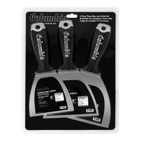 Pack de 3 couteaux à enduire inox, manche soft grip 10/12,5/15 cm - COLUMBIA