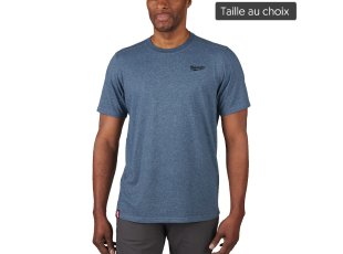 T-shirt bleu à manche courtes, taille au choix - MILWAUKEE