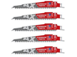 5 lames de démolition AX™ carbure pour bois 150 mm x 5 TPI - MILWAUKEE