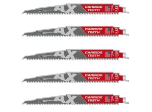 5 lames de démolition AX™ carbure pour bois 230 mm x 5 TPI - MILWAUKEE