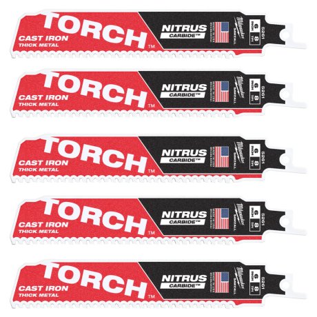 5 lames scie sabre Torch Nitrus Carbide™ pour métal 150 mm x 8 TPI - MILWAUKEE