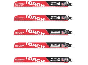 5 lames scie sabre Torch Nitrus Carbide™ pour métal 230 mm x 8 TPI - MILWAUKEE