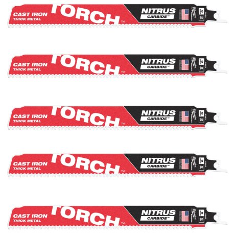 5 lames scie sabre Torch Nitrus Carbide™ pour métal 230 mm x 8 TPI - MILWAUKEE