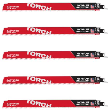 5 lames scie sabre Torch Nitrus Carbide™ pour métal 300 mm x 8 TPI - MILWAUKEE