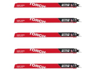 5 lames scie sabre Torch Nitrus Carbide™ pour métal 300 mm x 10 TPI - MILWAUKEE