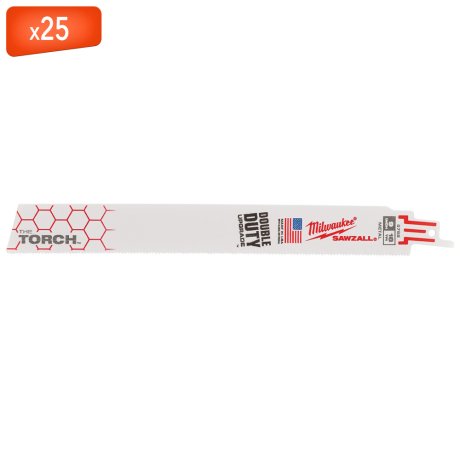 25 lames scie sabre de démolition The Torch™ Heavy Duty pour métal 230 mm x 18 TPI - MILWAUKEE
