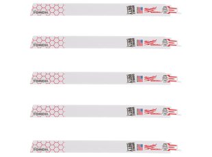 5 lames scie sabre de démolition The Torch™ Heavy Duty pour métal 300 mm x 18 TPI - MILWAUKEE