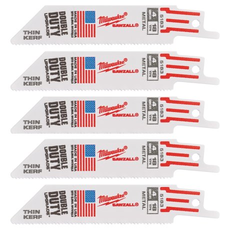 5 lames scie sabre Thin Kerf pour métal 100 mm x 18 TPI - MILWAUKEE