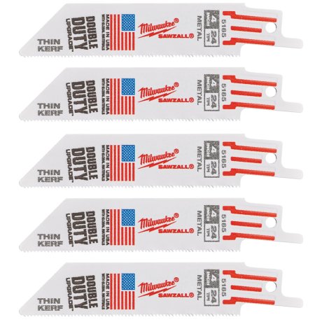 5 lames scie sabre Thin Kerf pour métal 100 mm x 24 TPI - MILWAUKEE