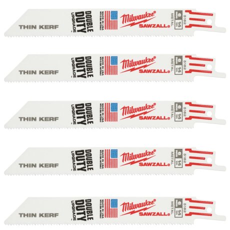 5 lames scie sabre Thin Kerf pour métal 150 mm x 14 TPI - MILWAUKEE