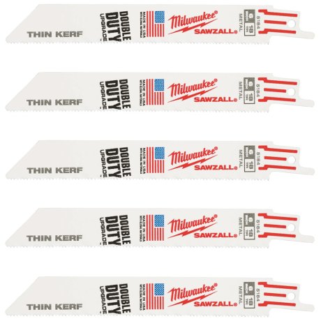 5 lames scie sabre Thin Kerf pour métal 150 mm x 18 TPI - MILWAUKEE