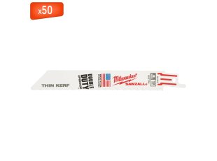 50 lames scie sabre Thin Kerf pour métal 150 mm x 18 TPI - MILWAUKEE