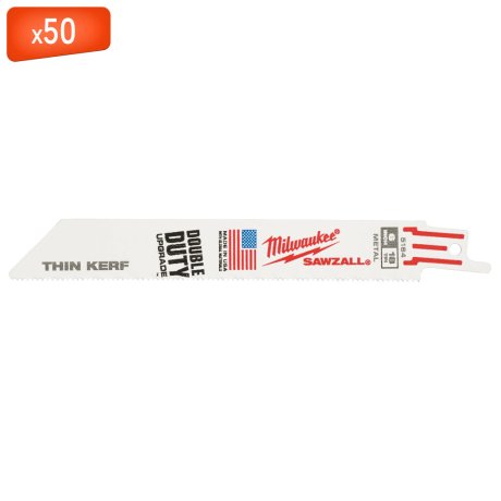 50 lames scie sabre Thin Kerf pour métal 150 mm x 18 TPI - MILWAUKEE