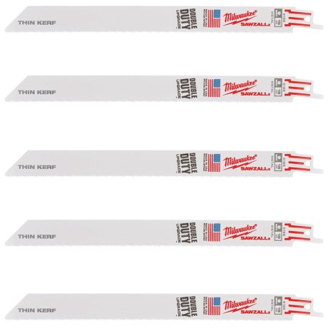 5 lames scie sabre Thin Kerf pour métal 230 mm x 18 TPI - MILWAUKEE