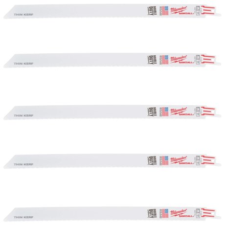 5 lames scie sabre Thin Kerf pour métal 300 mm x 18 TPI - MILWAUKEE