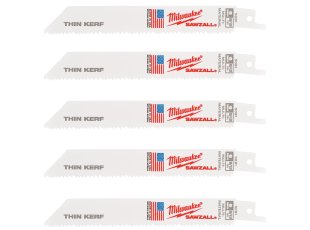 5 lames scie sabre universelle bois, métal & plastique 150 mm x 8/12 TPI - MILWAUKEE