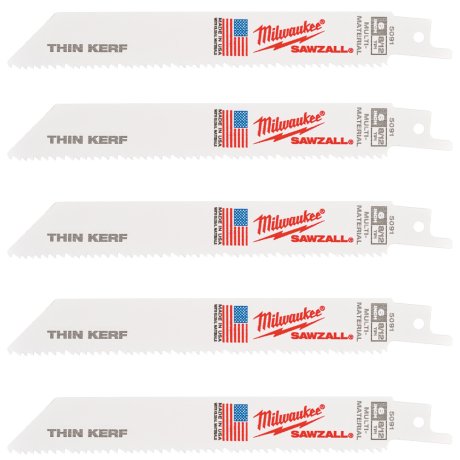 5 lames scie sabre universelle bois, métal & plastique 150 mm x 8/12 TPI - MILWAUKEE