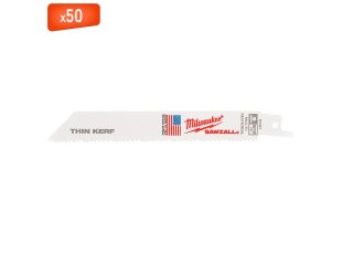 50 lames scie sabre universelle bois, métal & plastique 150 mm x 8/12 TPI - MILWAUKEE