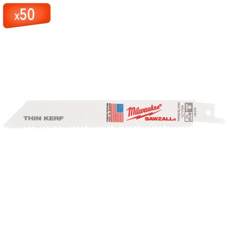 50 lames scie sabre universelle bois, métal & plastique 150 mm x 8/12 TPI - MILWAUKEE