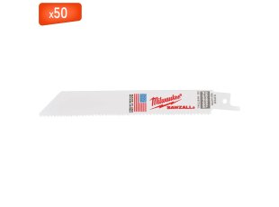 50 lames scie sabre universelle bois, métal & plastique 150 mm x 10/14 TPI - MILWAUKEE