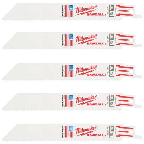 5 lames scie sabre universelle bois, métal & plastique 150 mm x 10 TPI - MILWAUKEE