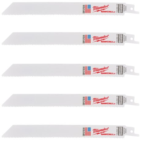 5 lames scie sabre universelle bois, métal & plastique 200 mm x 10/14 TPI - MILWAUKEE