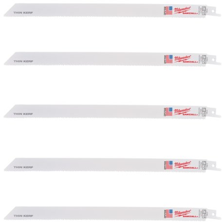 5 lames scie sabre universelle bois, métal & plastique 300 mm x 10/14 TPI - MILWAUKEE