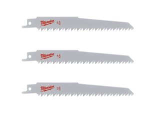 3 lames scie sabre pour bois et plastiques 150 mm x 6 TPI - MILWAUKEE