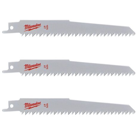 3 lames scie sabre pour bois et plastiques 150 mm x 6 TPI - MILWAUKEE