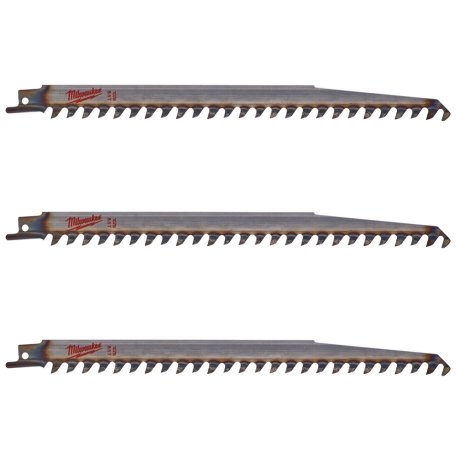 3 lames scie sabre pour bois et plastiques 240 mm x 3 TPI - MILWAUKEE