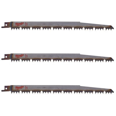 3 lames scie sabre pour bois et plastiques 240 mm x 4/5 TPI - MILWAUKEE