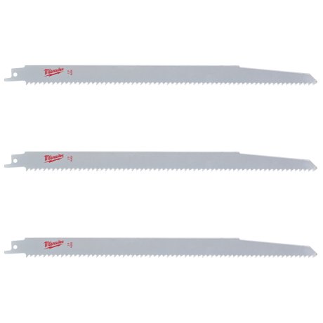 3 lames scie sabre pour bois et plastiques 300 mm x 6 TPI - MILWAUKEE