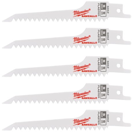 5 lames scie sabre pour plaques de plâtre 125 mm x 6 TPI  - MILWAUKEE