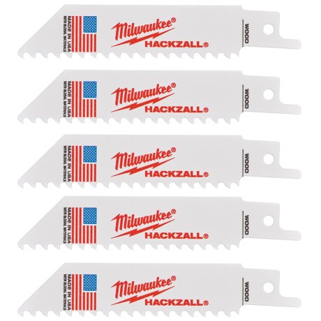 5 lames scie sabre Hackzall™ bi-métal 100 mm x 6 TPI - MILWAUKEE