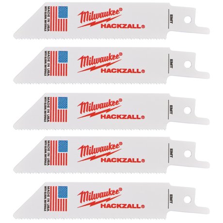 5 lames scie sabre Hackzall™ bi-métal 100 mm x 18 TPI - MILWAUKEE